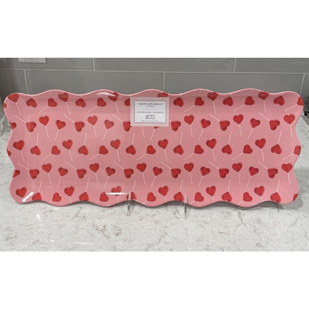 HEART POPSICLES 19x7.5” Serving Tray Platter Cupcakes Cashmere Valentines NEW